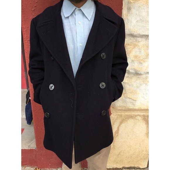 VTG Men's U.S. NAVY Wool Pea Coat 40R Black